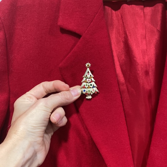 VINTAGE Multi Stone Gold Christmas Tree Pin Brooch - Picture 9 of 9